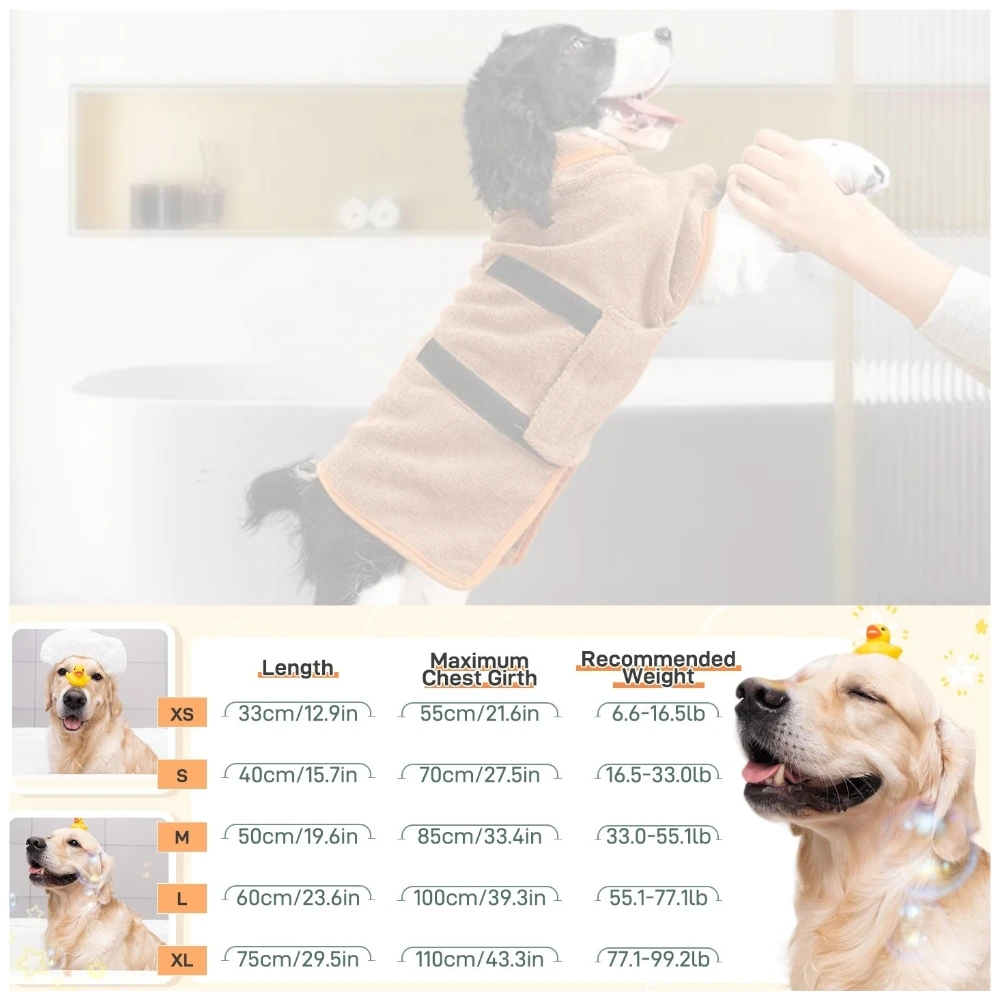 Pet Bath Towel Super Absorbent Pet Bathrobe Dog Drying Coat Microfiber Beach Towel For Large Medium Small Dogs