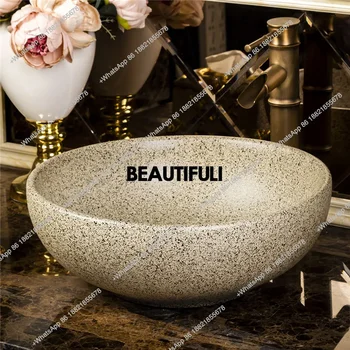 อ่างล้างหน้าสไตล์ยุโรป RR อ่างเซรามิกศิลปะ อ่างล้างหน้าแบบตั้งโต๊ะ อ่างล้างหน้าสไตล์เรโทร อ่างล้างหน้าโบราณ อ่างล้างหน้าทรงกลม อ่างล้างหน้าห้องน้ำ 1