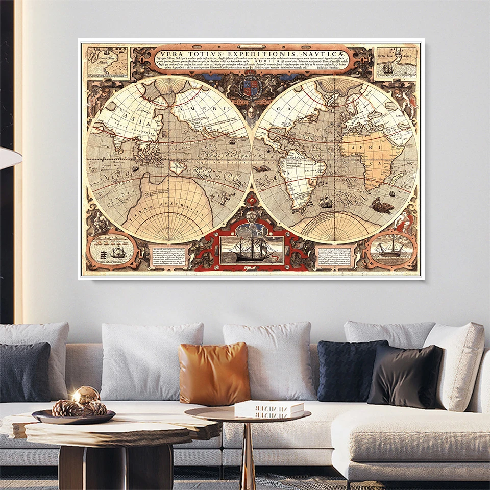 150x100cm Vintage World Map Large Poster Globe Non-woven Canvas Painting Wall Sticker Card for Home Wall Painting Decoration world map poster