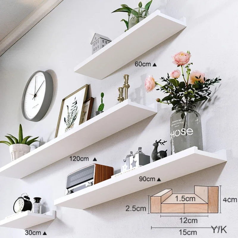 Wood Shelves Living Room Wall Floating Shelves Display Rack Closet&Bathroom Organizer Decoration Wall Shelf For Book /Plants 6