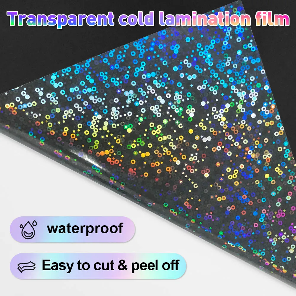 Holographic Cold Lamination Film Sheets - A4 Transparent Waterproof PET Stickers (10 Pack)