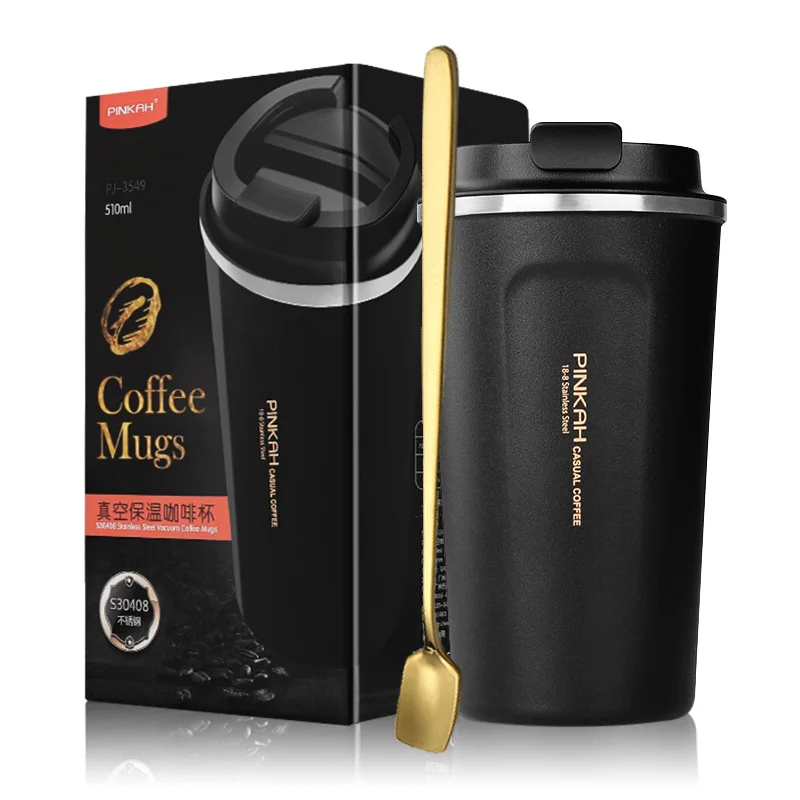 PINKAH Hot Sale 304 Stainless Steel Portable Couple Coffee Vacuum Thermos Cup Office Drink Mug 380&510ml Custom Gift Cup