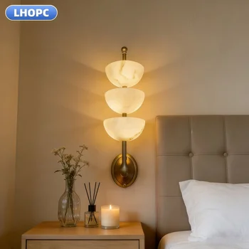 All-copper Marble Wall Lamp, Nordic Modern Luxury, Living Room And Bedroom Bedside, French-style Living Room Background Wall, Le 1