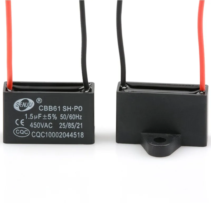 CBB61 Motor Start Capacitor 450V AC Fan Condenser 1/1.2/1.5/1.8/2/2.5/3/4/5/6/8/10UF