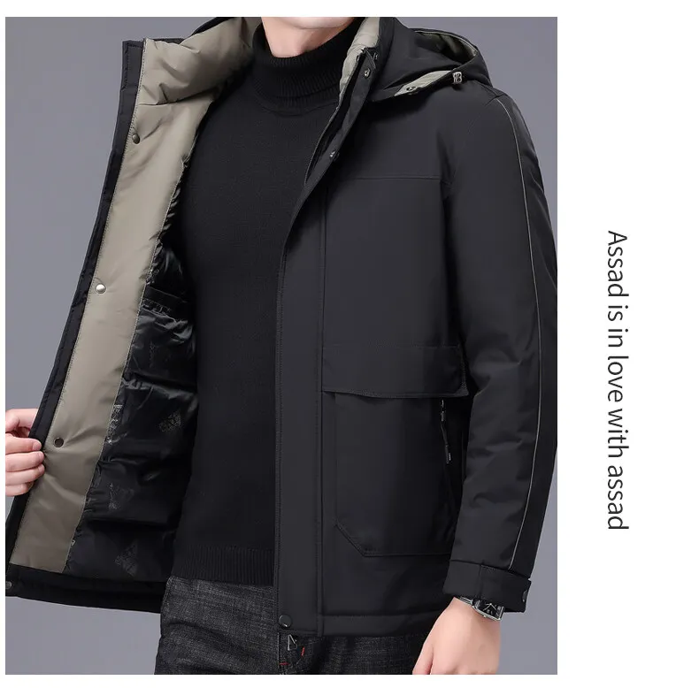 Business Casual Herren-Jacken mit Kapuze, Baumwolle, gefüttert, Winter, Outdoor, winddicht, warm, Daunenmantel, Übergröße, L-5XL, dicke Parkas-Kleidung – Detail 15