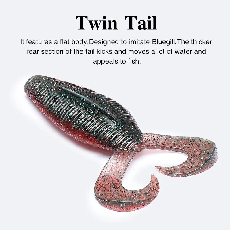 TSURINOYA Twin Curly Tail Soft Bait 90mm 8.5g 6pcs Soft Rubber SPIRON  Fishing Lure Bass Pike No Sinker Style Fishing Rig Baits - AliExpress