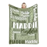30 Colors Personalized Name Flannel Blanket For Girls Boys Letter Monochrome Customized Baby Adult Name Blanket Birthday Gift 2