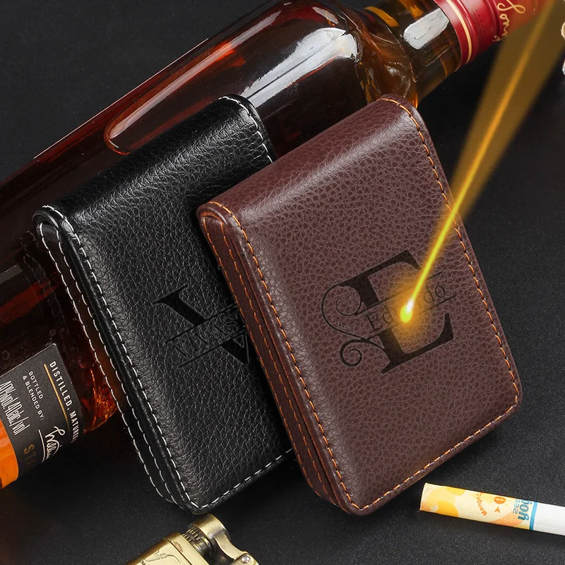 Personalisierter Name Herren-Kartenetui aus PU-Leder, einfaches vertikales magnetisches Kartenetui, Business-Geschenk, Kartenhalter, Gesellschafts-Geldbörse
