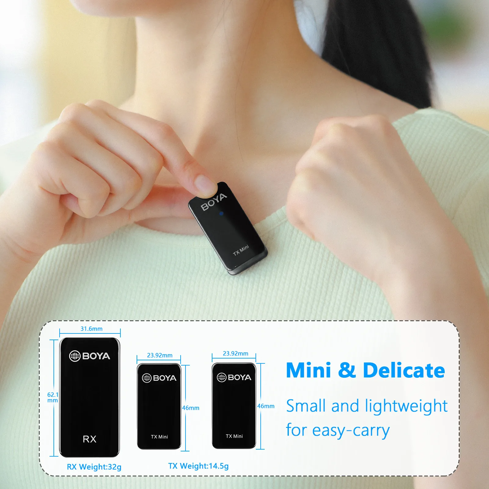BOYA BY-XM6 Mini Wireless Lavalier Lapel Microphone for iPhone Android DSLR Camera PC Laptop Smartphone Live Streaming Youtube