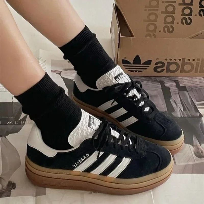 Sports Board Shoes Adidas Gazelle Bold Woman Casual Training Shoes Suede Thick Soled Outdoor Non-slip Female Skateboard Sneakers