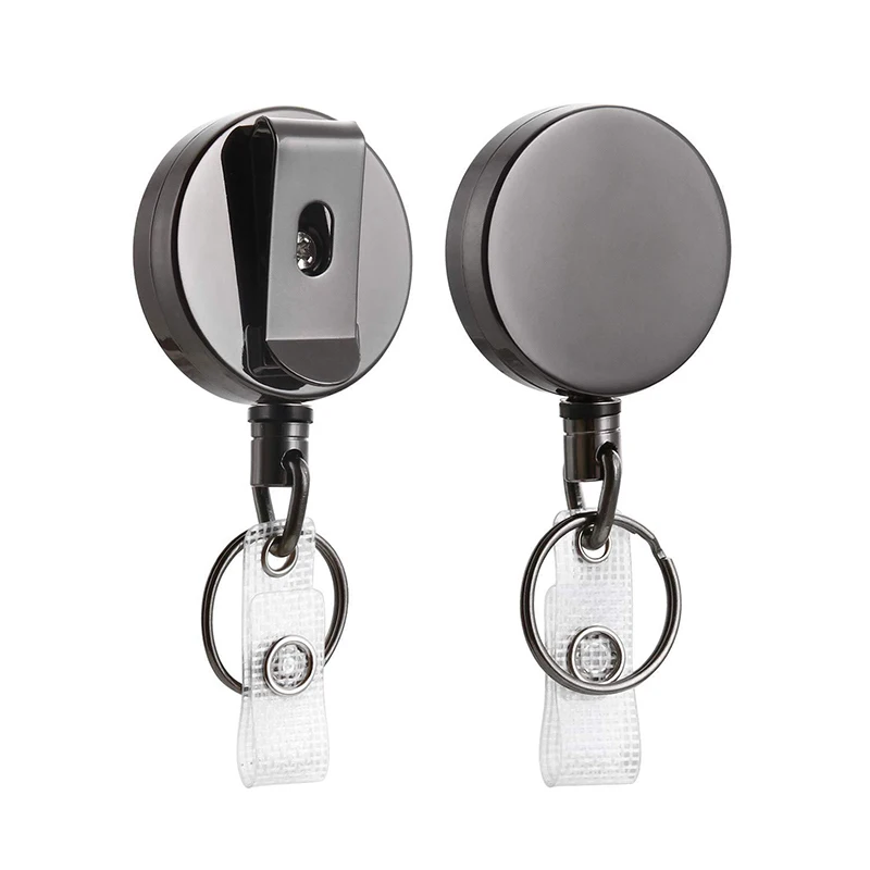 Retractable Metal Keychain and Badge Holder with Recoil Clips