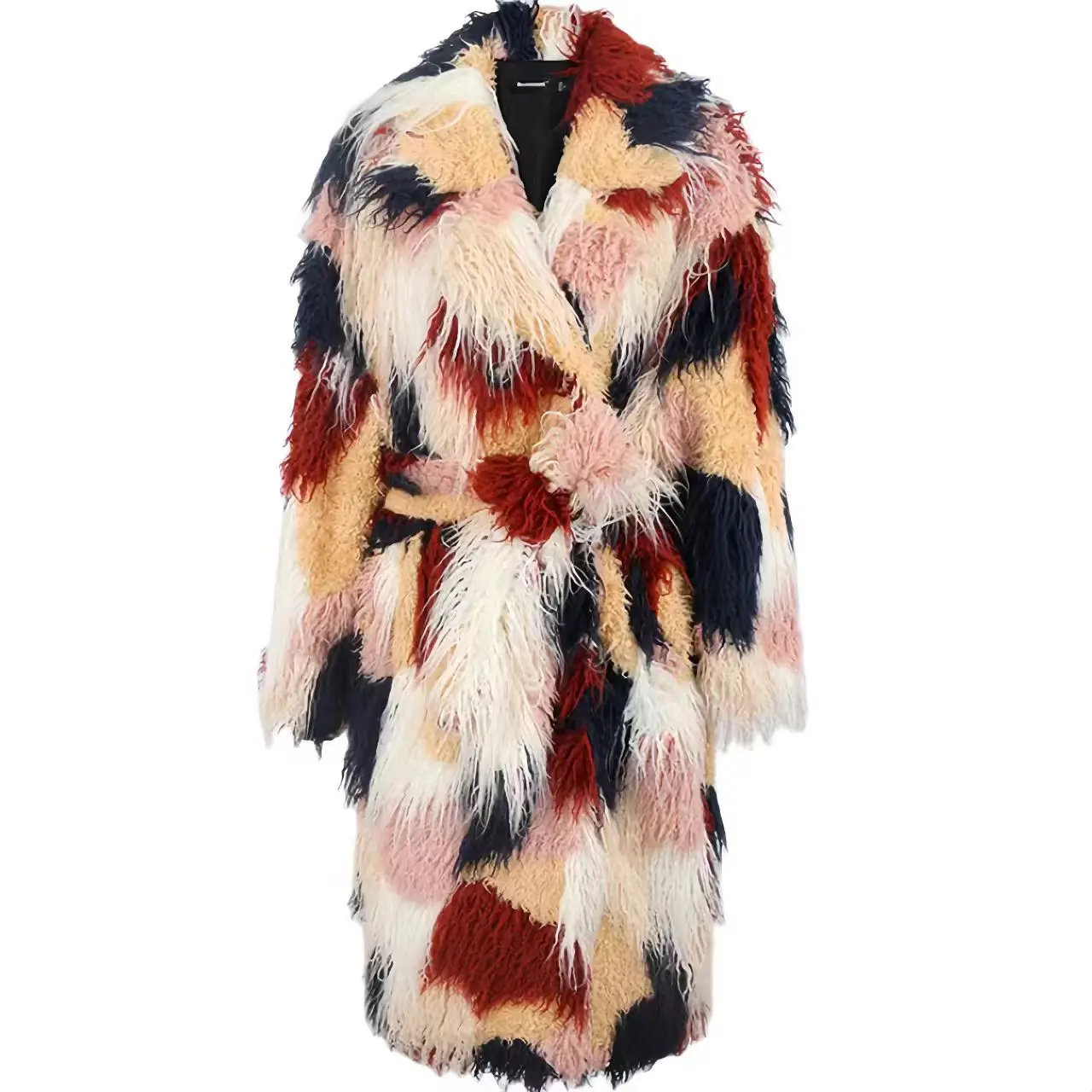 

Faux Mongolia Sheep Fur Long Coats for Women, Warm Overcoat, Female Jackets, Thick and Loose, High Quality, New Fashion, Winter