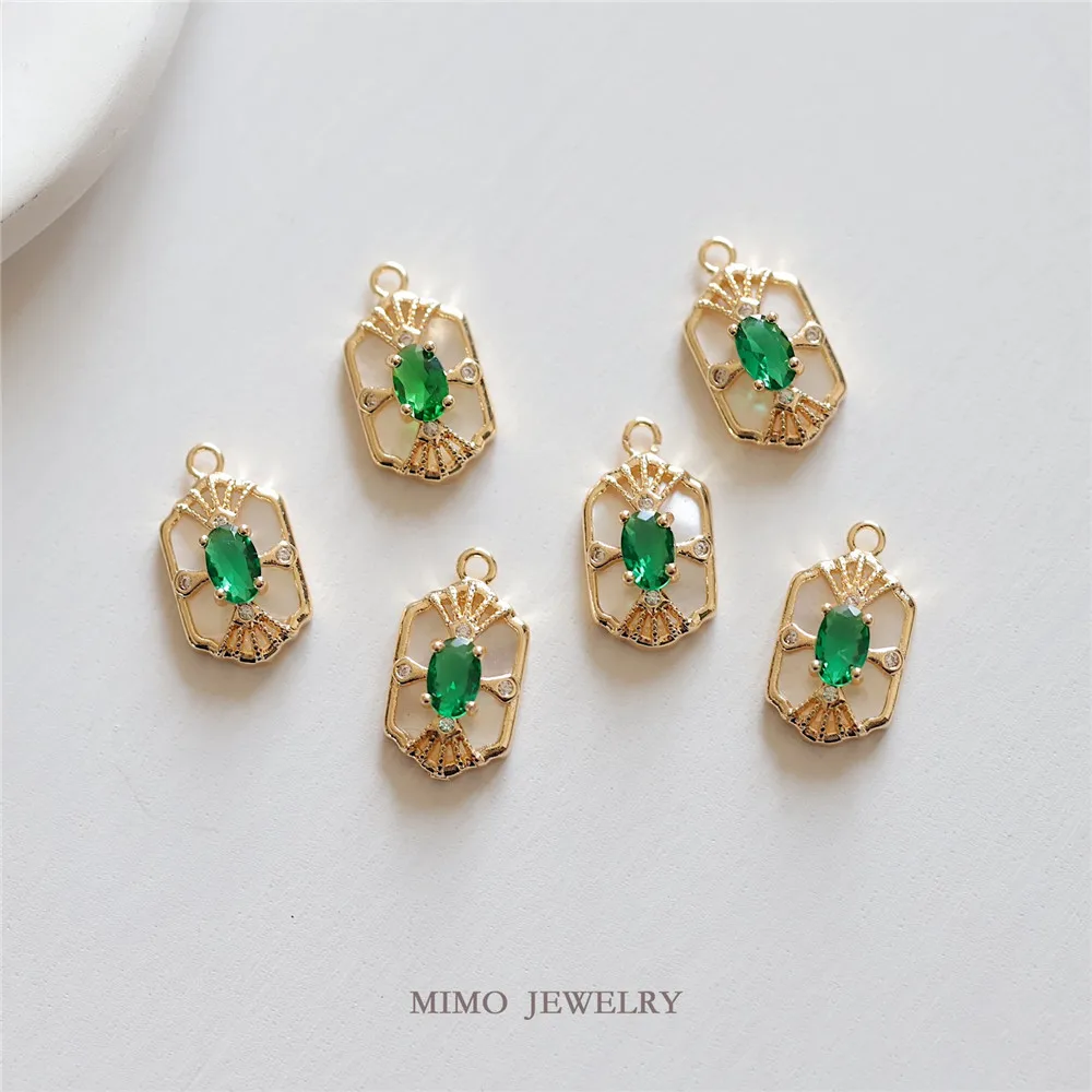 

Hollow Grandmother Green Hexagonal Fritillaria Charm Pendants 14K Gold Plated Brass Jewelry Making Supplies Diy Accessories