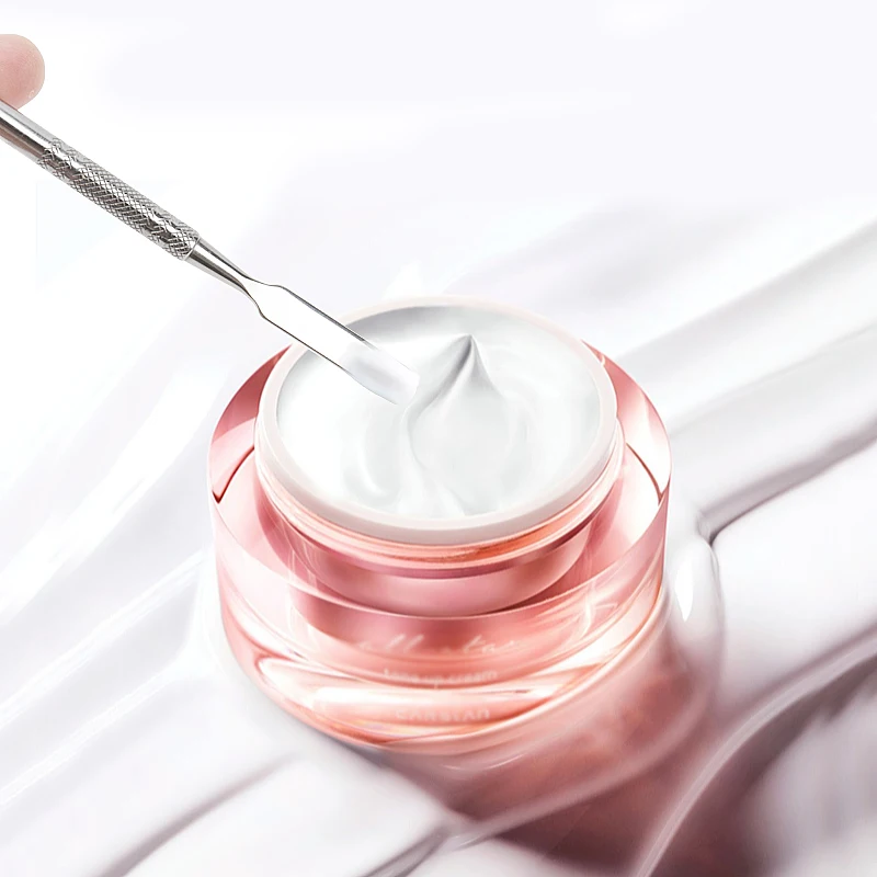 Tavolozza per miscelazione trucco Tavolozza per miscelatore per ombretto per fondotinta in acciaio inossidabile con asta per spatola Set di strumenti di bellezza per bastoncini colorati - immagine 4