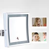 Modern Black Bathroom Mirrors Quality Brass Dual Arm Extend Folding Bathroom Makeup Mirror Magnifying LED Light Bathroom Mirrors 5