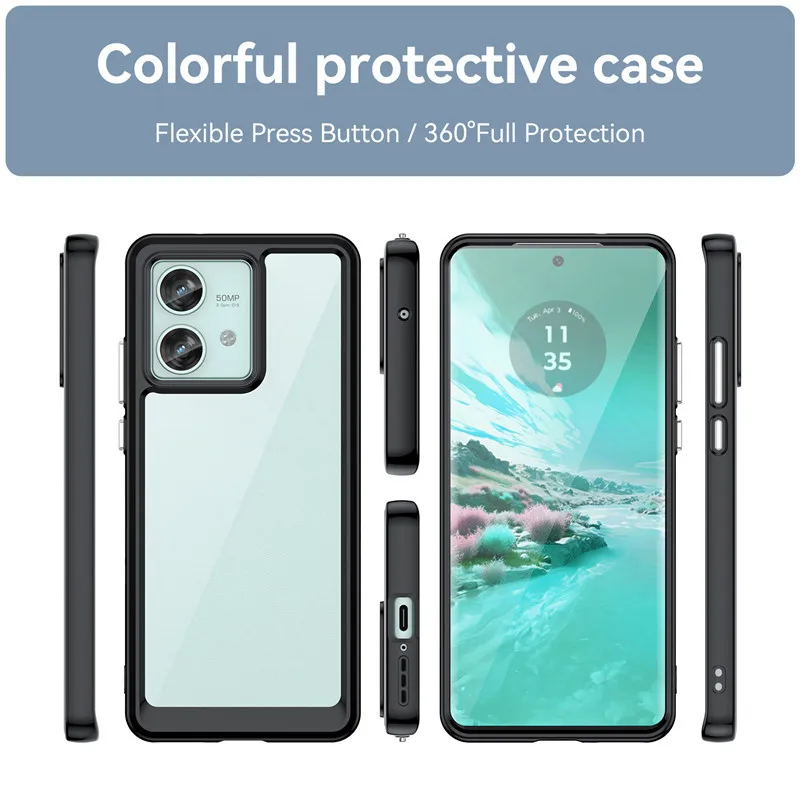 Colorful Soft Edge Silicone Transparent Shockproof Bumper Case (6.55 inch)