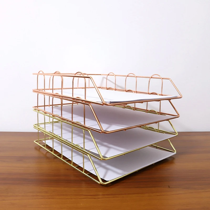 Metal Stackable Paper Tray Desk Organizer 1pcs
