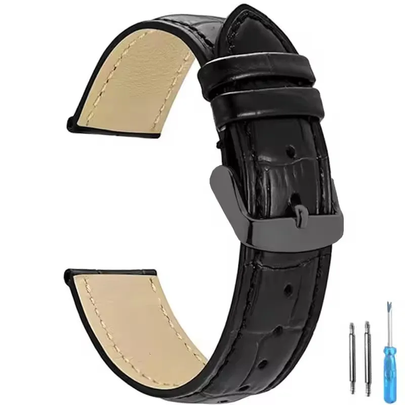 Premium Universal Leather Watch Strap for Men and Women - Elegant Replacement Watchband