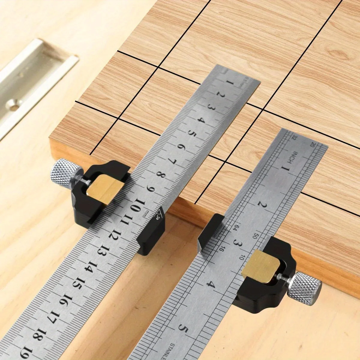 Adjustable Steel Ruler Positioning Block Fixed Position Measuring Tool ...