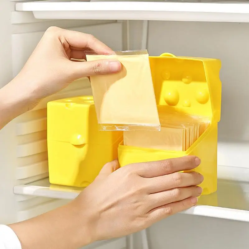 CheeseStorageBoxRefrigeratorFoodStorageContainerCuteCheeseShapedCheeseSliceStorage