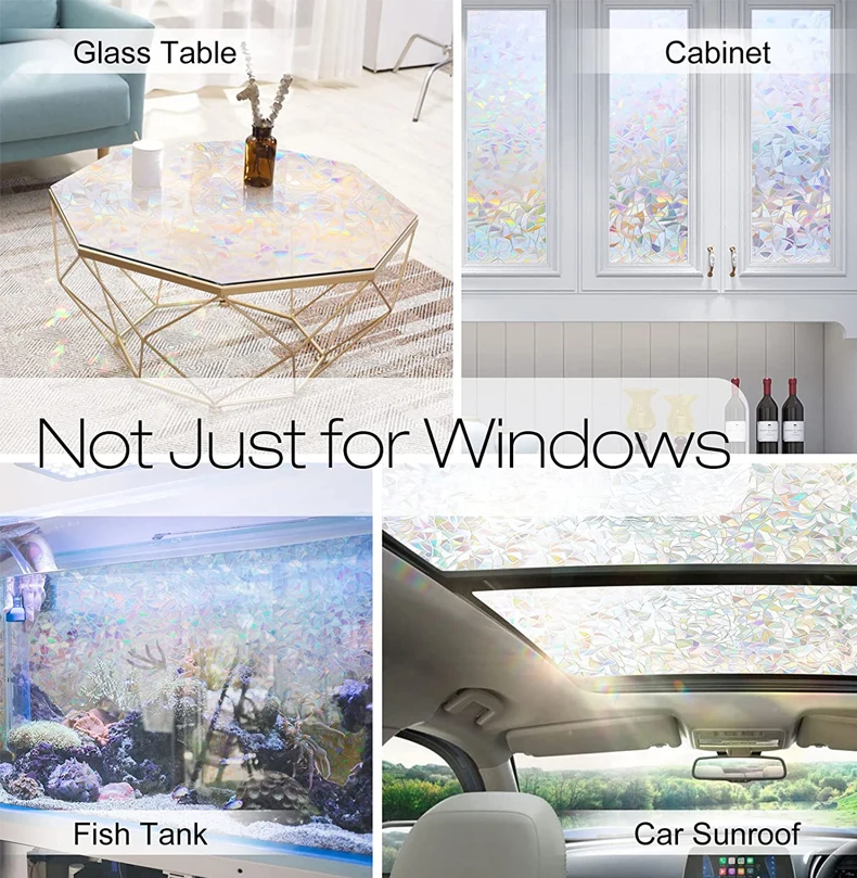 Window Film Privacy 3D Decorative Window Vinyl Static Cling Sticker Non-Adhesive Stained Removable Glass Decals