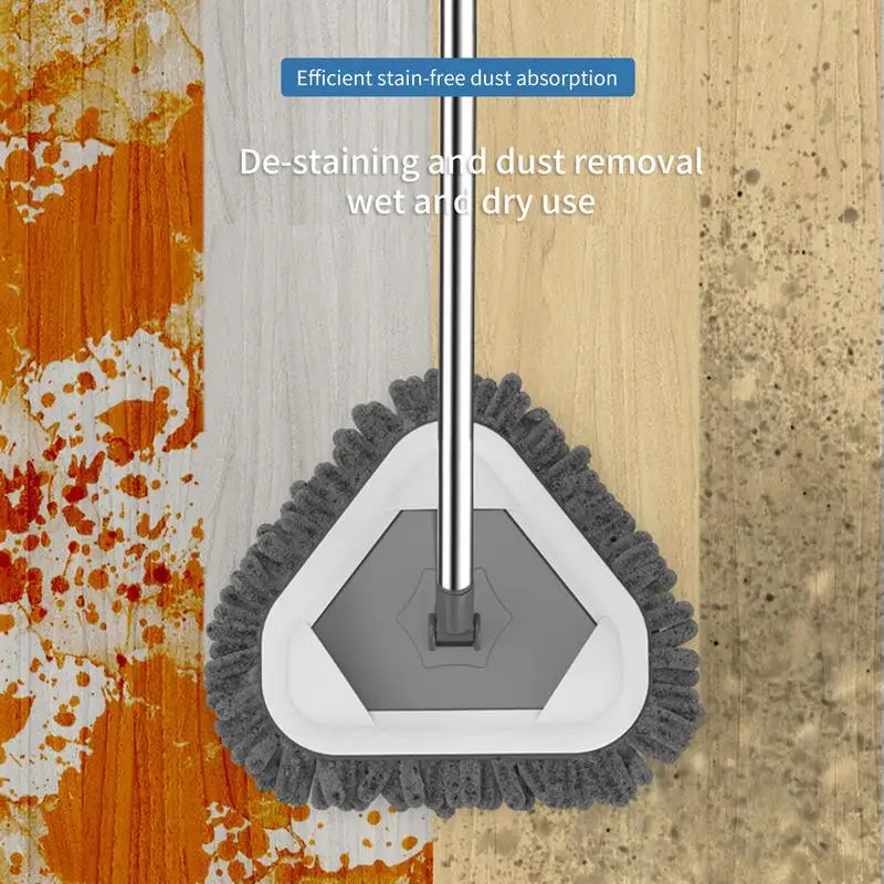 

Triangle Clean Mop With Long Handle Rotating Cleaning Mop Adjustable Dry And Wet Dust Cleaner For Floor Washable And Resuable