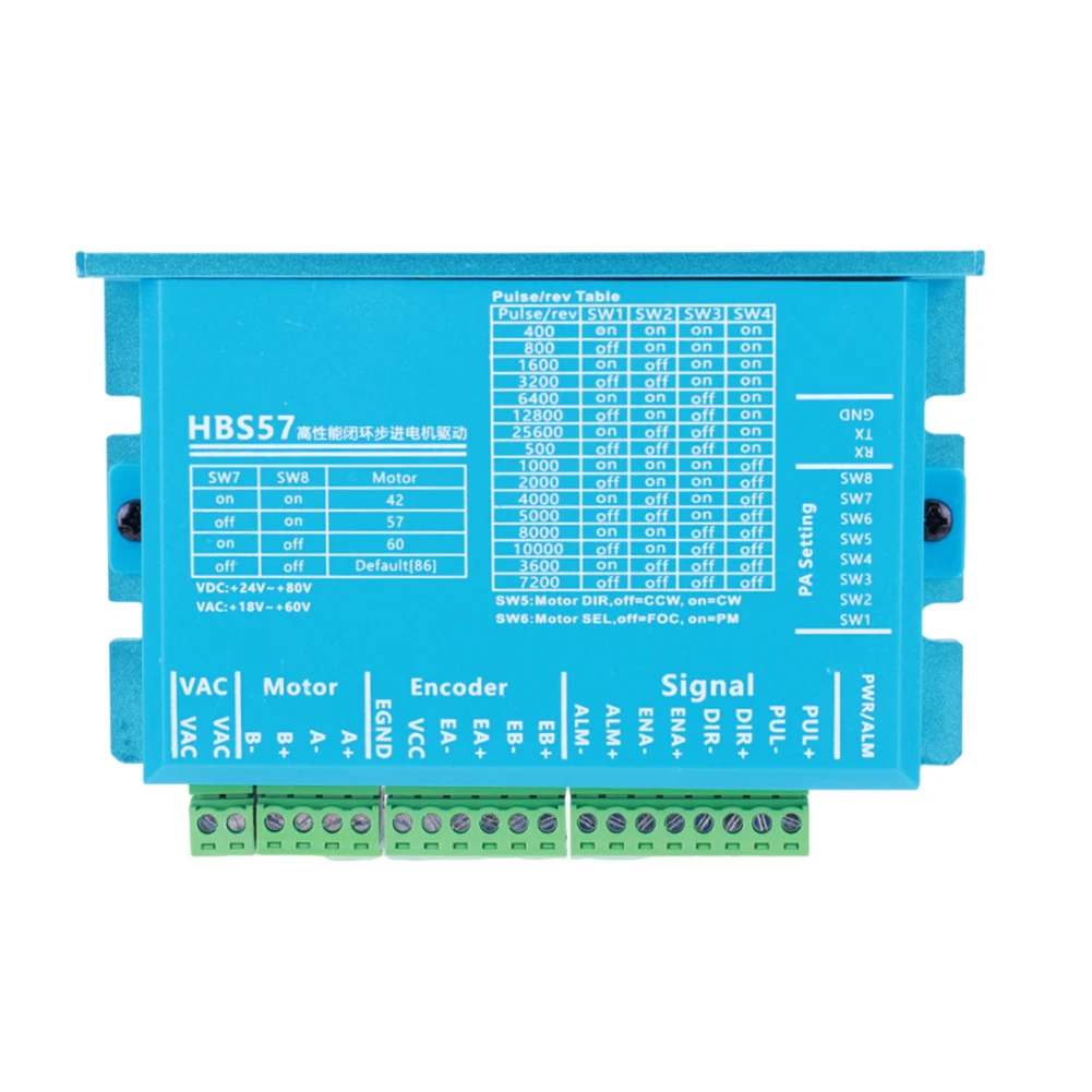 HBS57 스텝퍼 모터 드라이버 컨트롤러, AC20-80V/DC24-70V 스텝 모터 드라이버 인코더, Nema23/Nema24 모터용 2 상, 1000 라인
