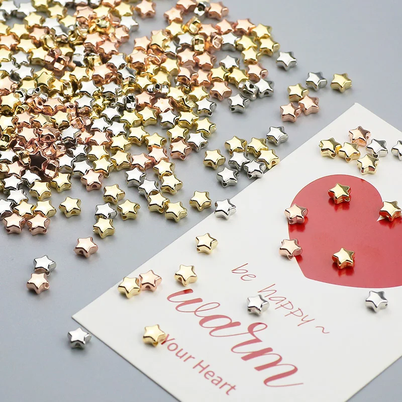 6mm 100~400pcs Star Shape CCB Beaded Gold Silver Plated Loose Beads Jewelry Making DIY Necklace Bracelets Accessories