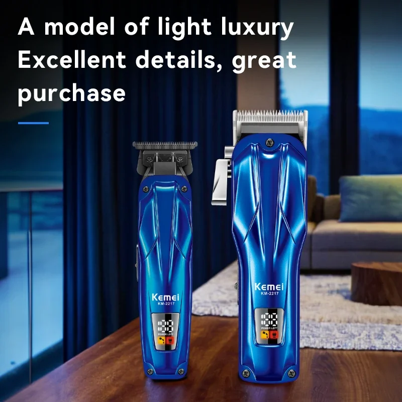 KEMEI km-2217 LED Display Metal Hair Clipper 2pcs Usb Charging Electric Trimmer Hair Clipper Set 3