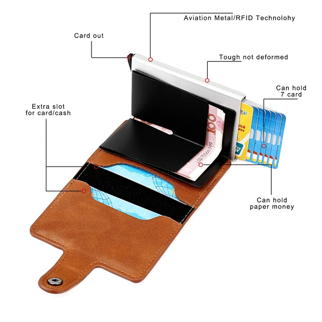 Porte-cartes en cuir multi-cartes pour homme, étui pour 5 cartes, tour de  cou, bureau, luxe, crédit, carte d'identité bancaire - AliExpress