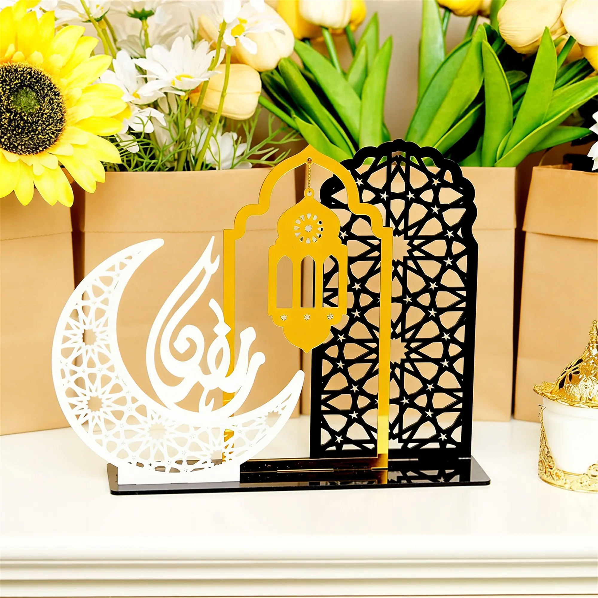 Eid Mubarak Hanging Lanterns Ramadan Decorations Star and Moon Table Centerpieces Islamic Festival Party Supplies