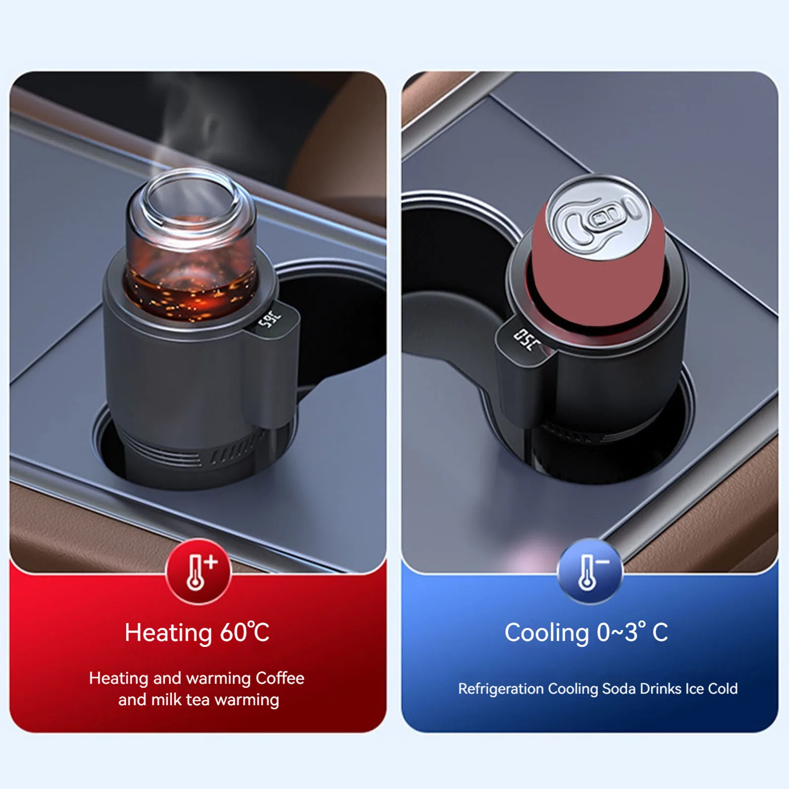 휴대용 2 in 1 12V 차량용 컵 워머 쿨러, 커피, 젖병, 물, 차, 음료에 적합한 범용 스마트 차량용 컵 홀더