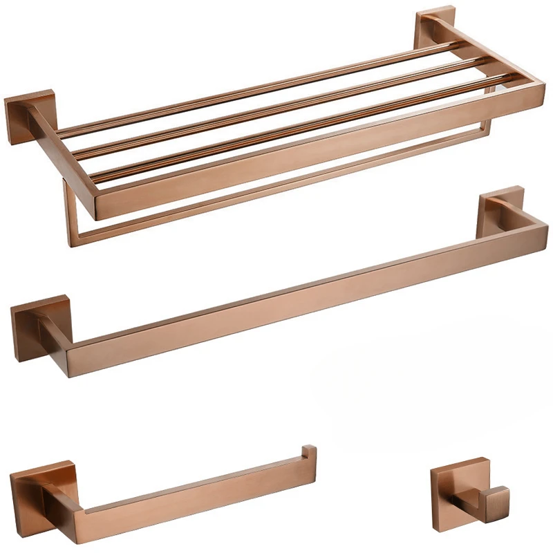 Brushed Rose Gold Towel Rack Robe Hook Bathroom Hardware Accessories