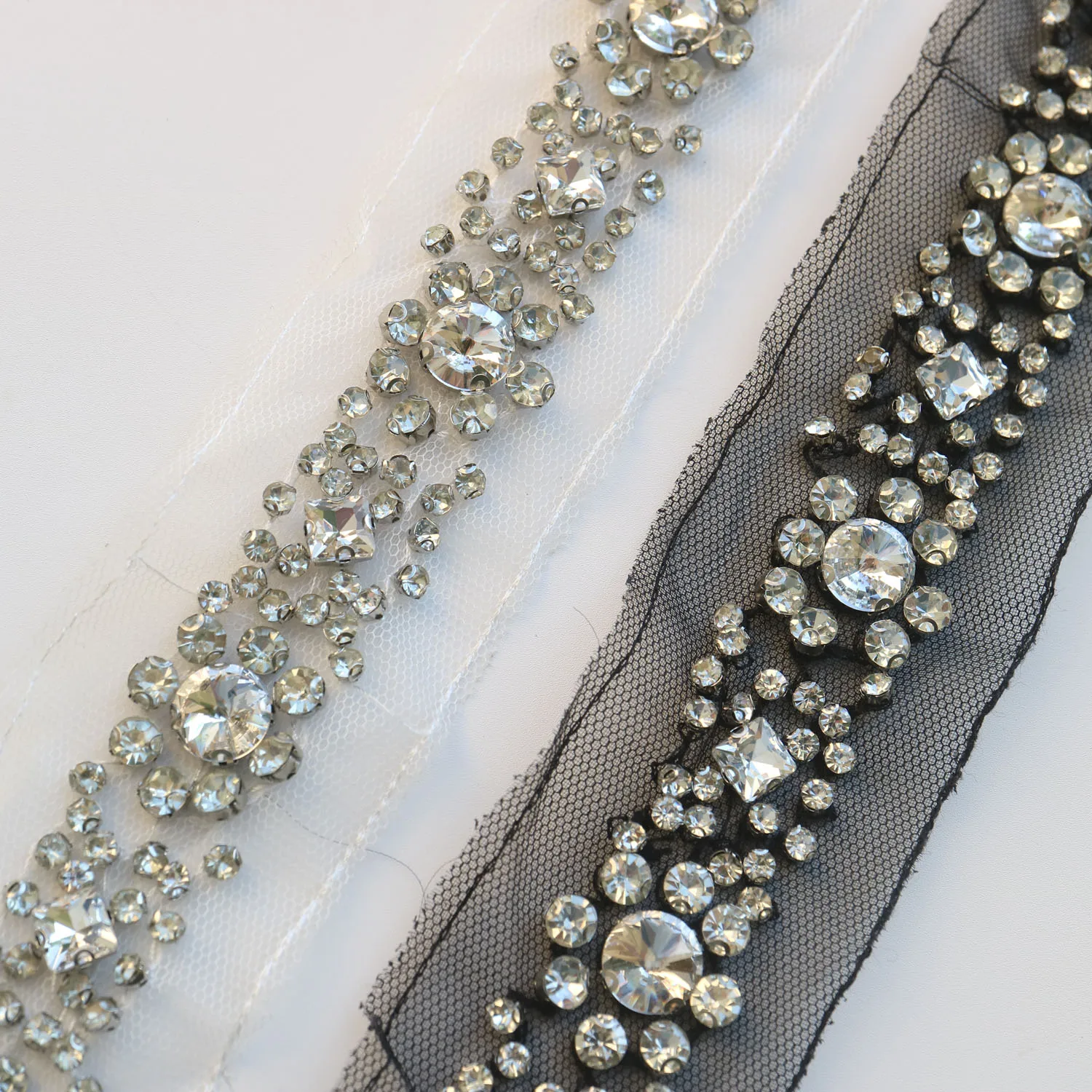 1yard glass rhinestone trimmings beaded fringe trim for clothes bags Handmade beading appliques patch diy sewing accessories