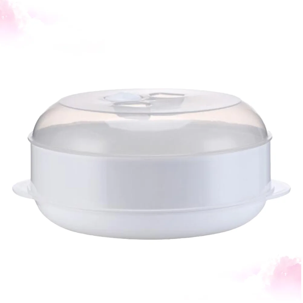 Steamer Basket Dim Sum Steamed Rack Microwave Oven Kitchen Steamer Heats Up With Cover For Food Fish (Single Layer)