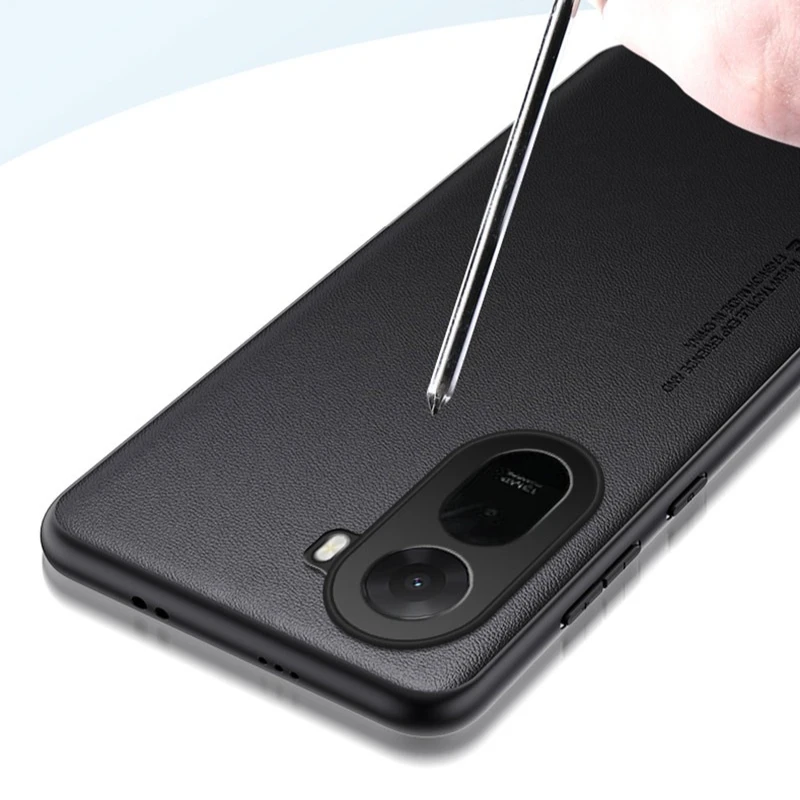Leather Shockproof Phone Case with Camera Protection and Soft Silicone Bumper