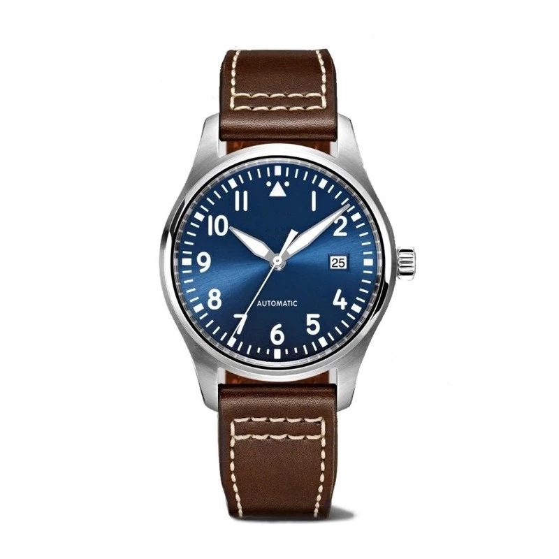 

Mechanical Mens Watch Automatic Mark XVIII Brown Leather Blue