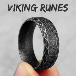 Vintage Nordic Celtic Knot Stainless Steel Rings - Viking Inspired Jewelry Gift - 8 (R1003 - Vintage Black)