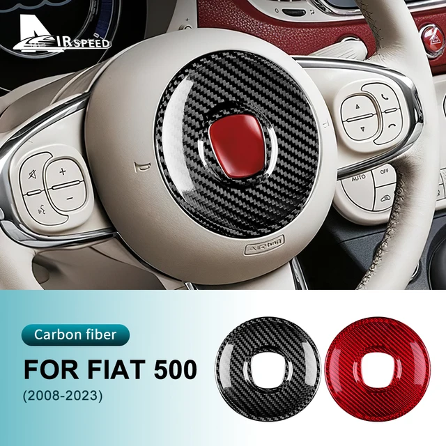 Real Hard Carbon Fiber Sticker For Fiat 500 Abarth 595 2008-2023 Car Center  Steering Wheel Interior Trim Accessories Black Red - AliExpress