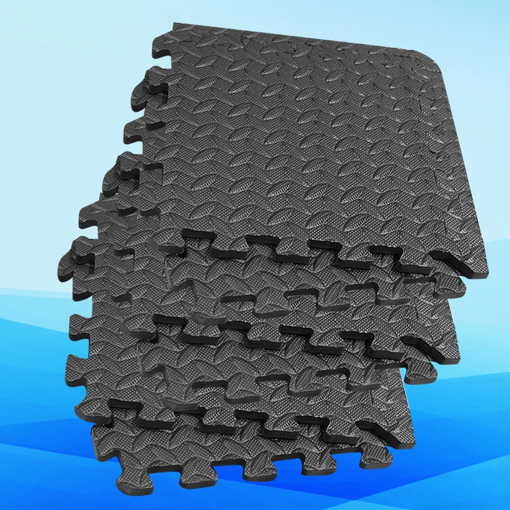Intertravamento Tiles Floor Mats, EVA Padding, Thick Puzzle Exercício Mat, Workout Flooring, Home Gym, preto, 6pcs