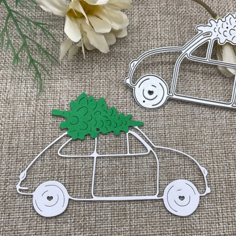 Weihnachten Auto Baum Metall Schneiden Stirbt Schablonen Für DIY Scrapbooking Dekorative Präge Handwerk Stanzen Vorlage Form