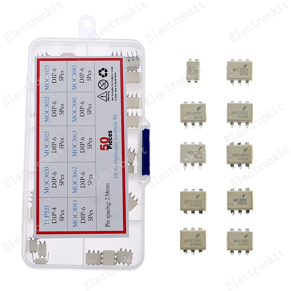 50pcs DIP Optocoupler Kit TLP521 MOC3020 MOC3021 MOC3022 MOC3023