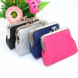Mini Wallets for Women PU Leather Wallet Money Bag Coin Purse Buckle Solid Color Small Card Holder Double Layer Girls Purses New