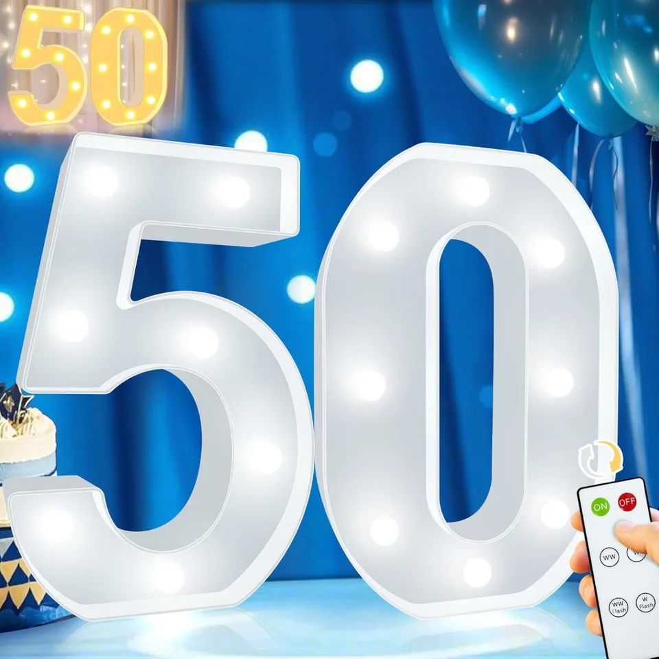Light Up 50th Birthday Marquee Numbers with Remote