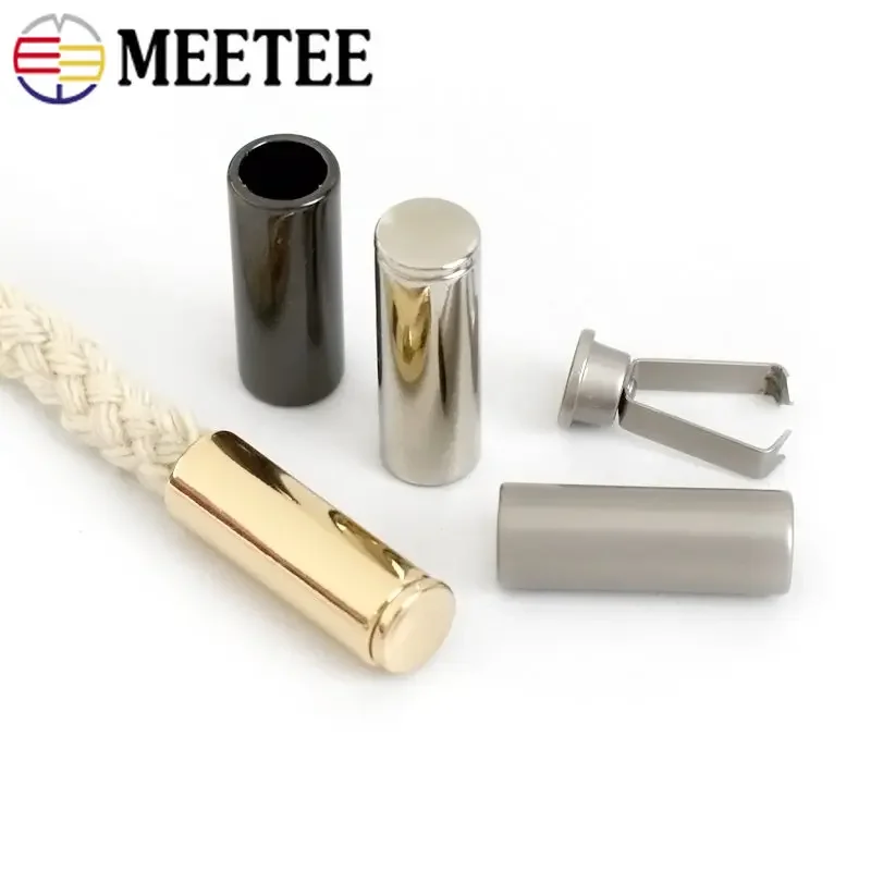 Meetee 20/50Pcs Metal Cord Lock Stopper 20mm Rope End Decorative Button  Garment Bag Shoes Cap Hardware Crafts Sewing Accessories