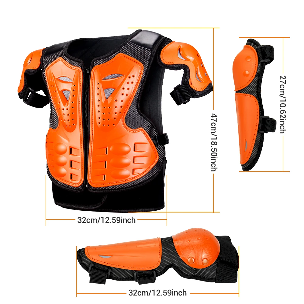 Child Kids Body Armor Protection Vest +Knee +Elow Protection Motocross Armor Vest Suit Skiing Skating Motorcycle Care