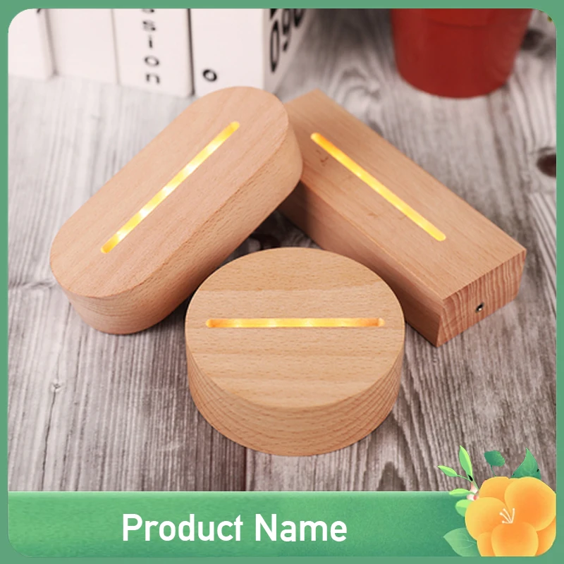 5Pcs/Set 3D Wooden Lamp Base LED Table Night Light Base For Acrylic Warm Lamp Holder Lighting Accessories Assembled Bulk