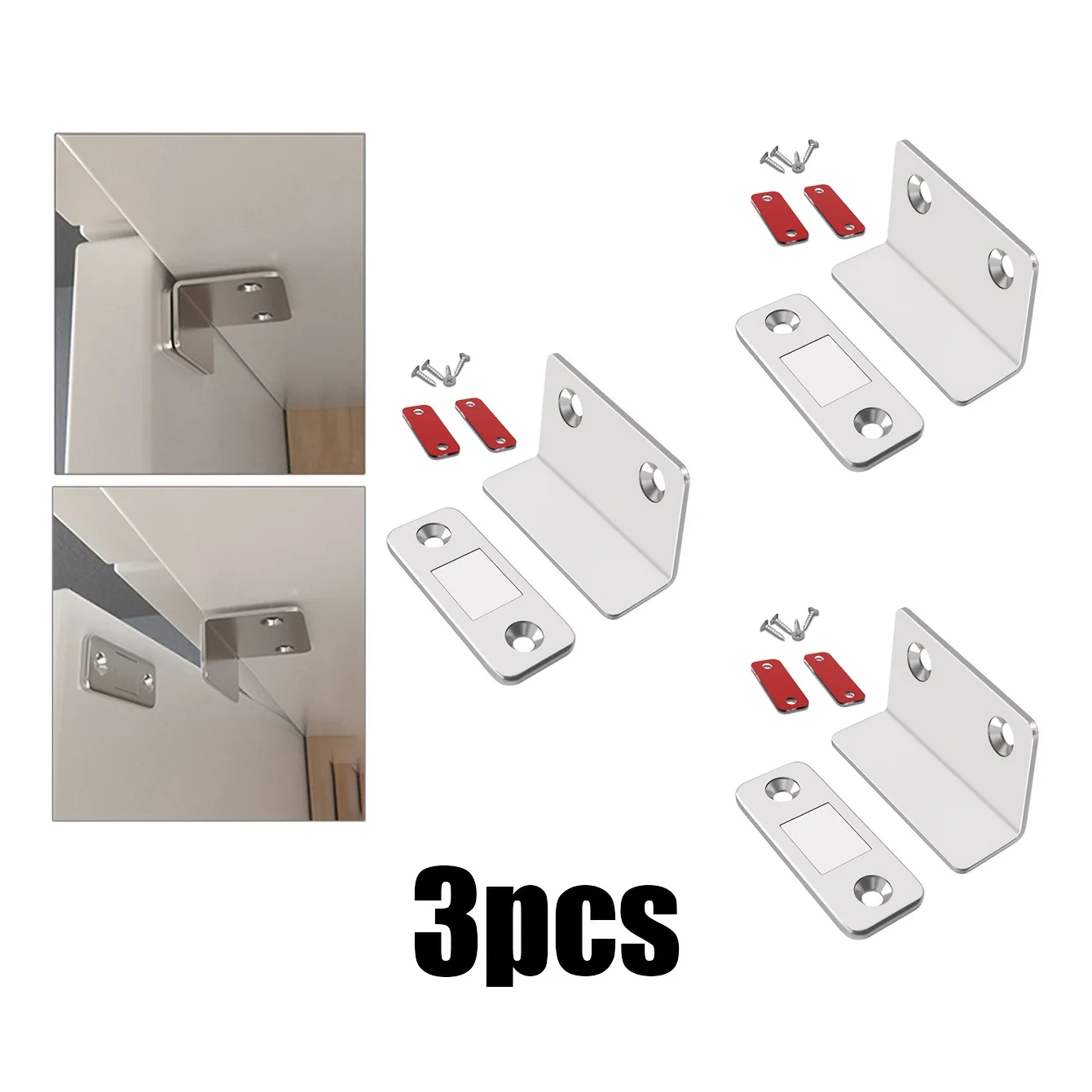3pcs Perforated Sliding Door Magnetic Suction Wardrobe Door