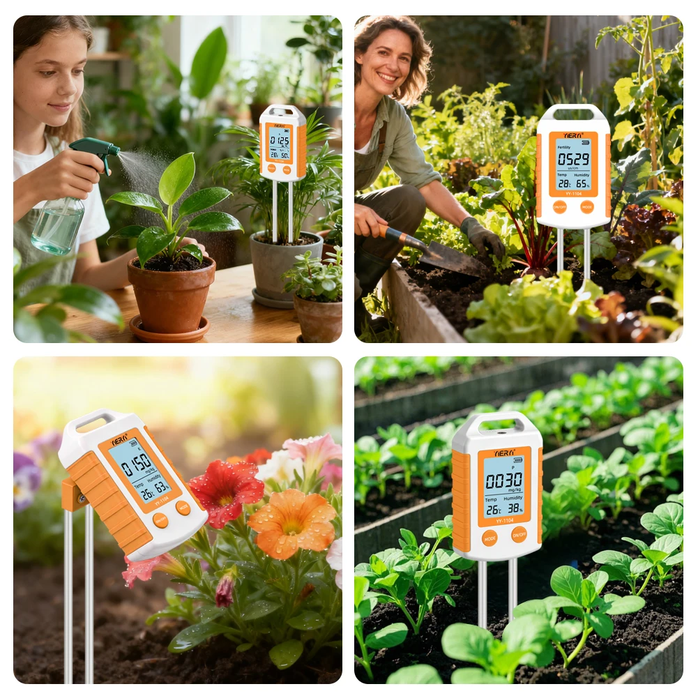 6 in 1 Soil Tester NPK Nutrient Meter Digital Soil Fertility Humidity Temperatur