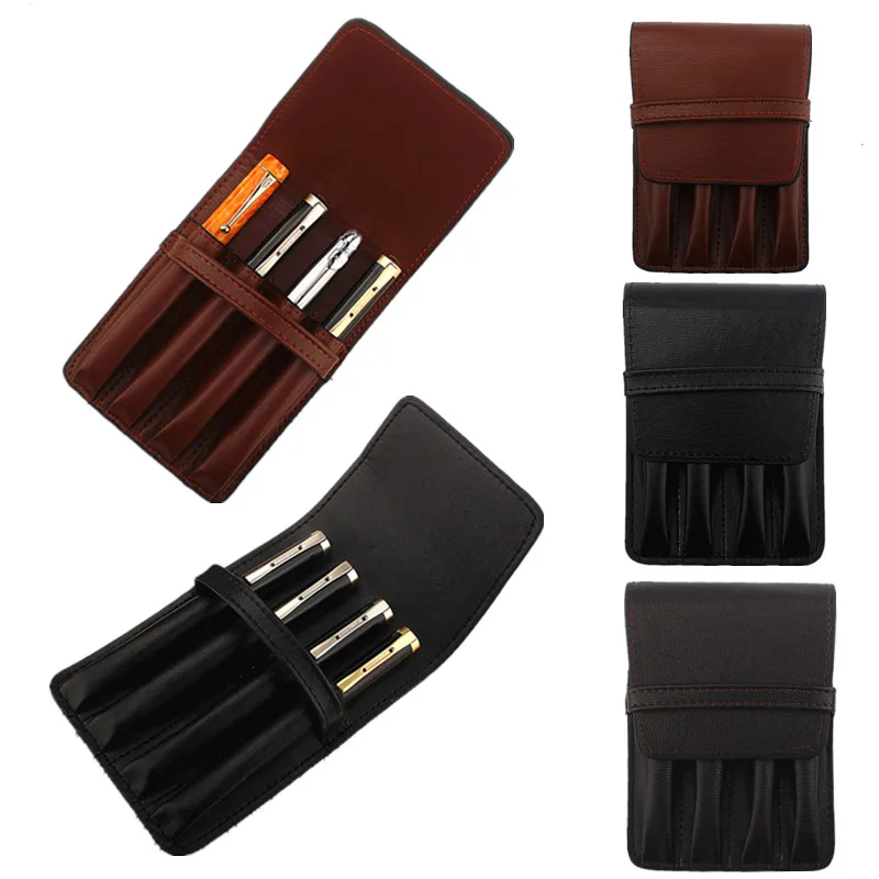 4 Astucci Portapenne In Pelle PU Con Gancio – Retrò 2 Neri E 2 Marroni – Organizer Per Ufficio, Scuola E Artisti - 2